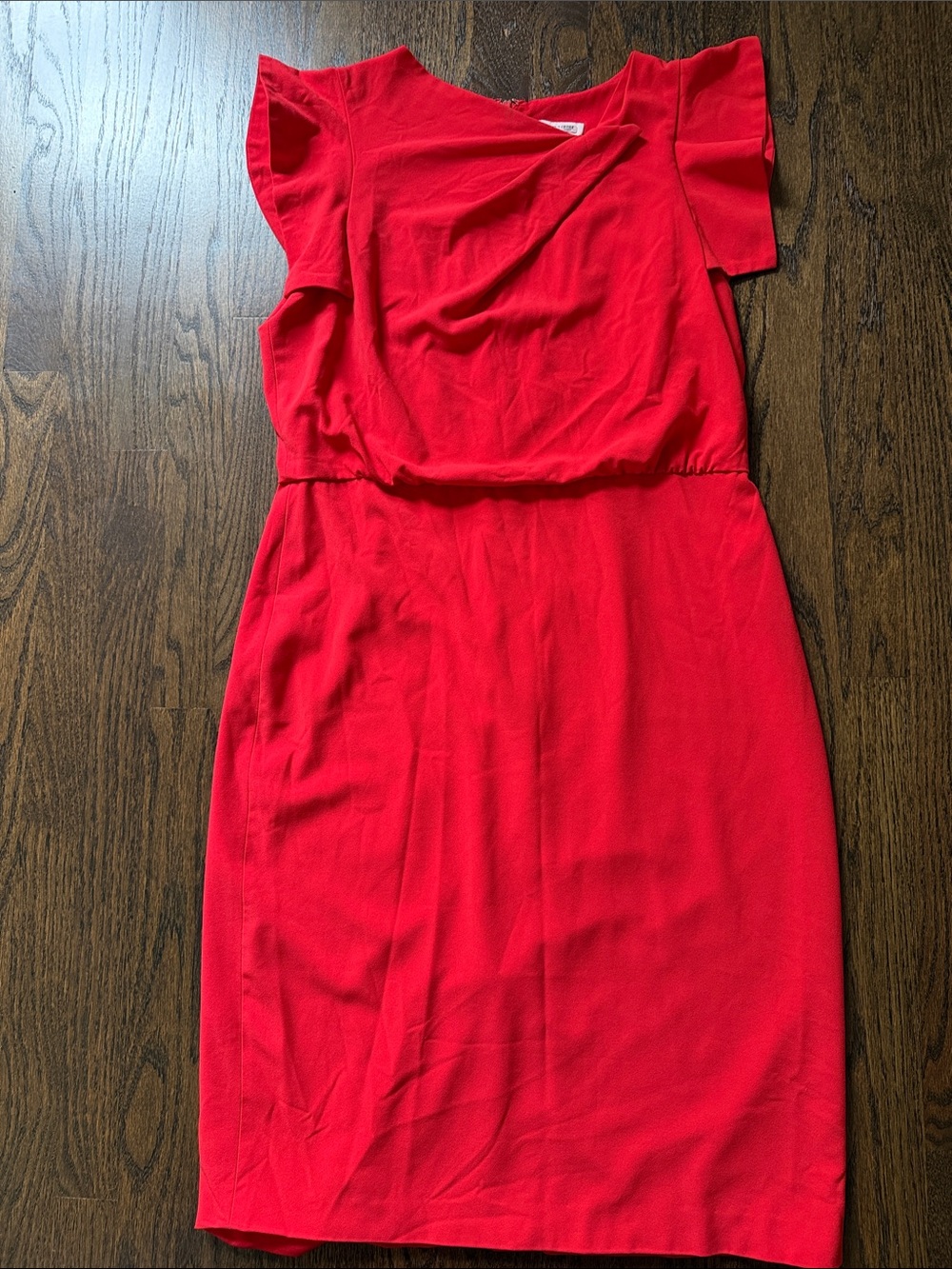 Halston Red Flutter Sleeve Sheath Dress